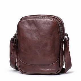 Compact Organizer Practical Companion Cool Brown Leather Men's Small Vertical Side Bag Black Vertical Messenger Bag For Men