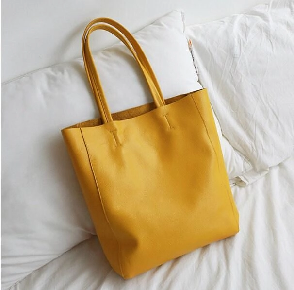 Everyday Use Work Organizer Minimalist Leather Tote Bag, Classic Leather Tote, Everyday Use Tote Bag, Laptop Work Student Bag, Leather Shoulder Bag, Mother??s Day Gift