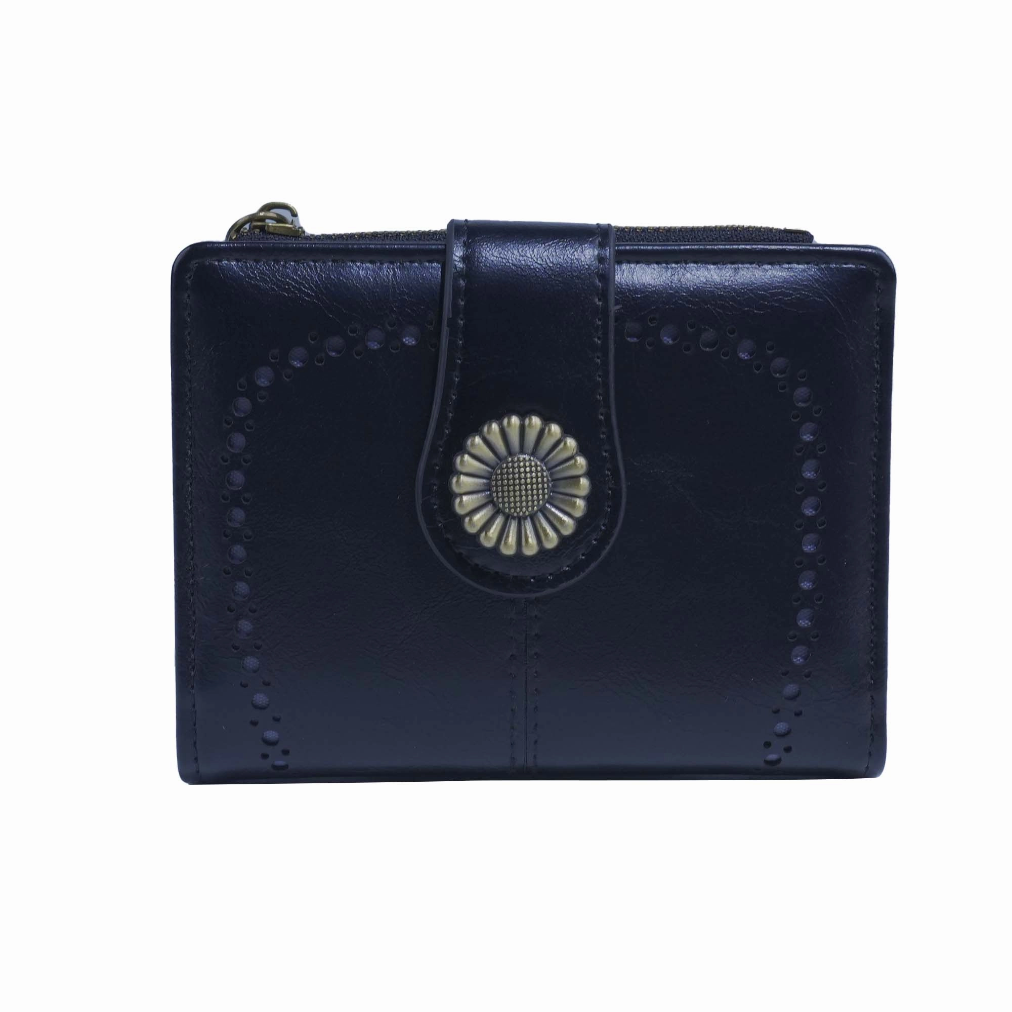 YX25766-6 Lena Vegan Leather Laser Cut Out Detail Wallet Chic Finish Minimal Feature