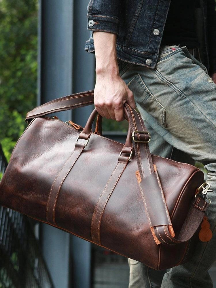 Mens Travel Bag, Full Grain Leather Duffel Bag, Handcrafted Duffle Bag, Weekend Luggage Bag,Unique Christmas Gifts,Carry-on Bag Travel Comfort Organizer Style