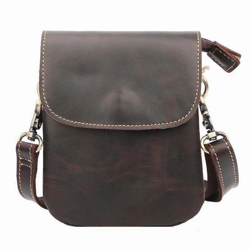 Cool Black Leather Mens Small Vertical Courier Bag Brown Messenger Bags Blue Postman Bag For Men Sleek Functionality Minimalist Reliability