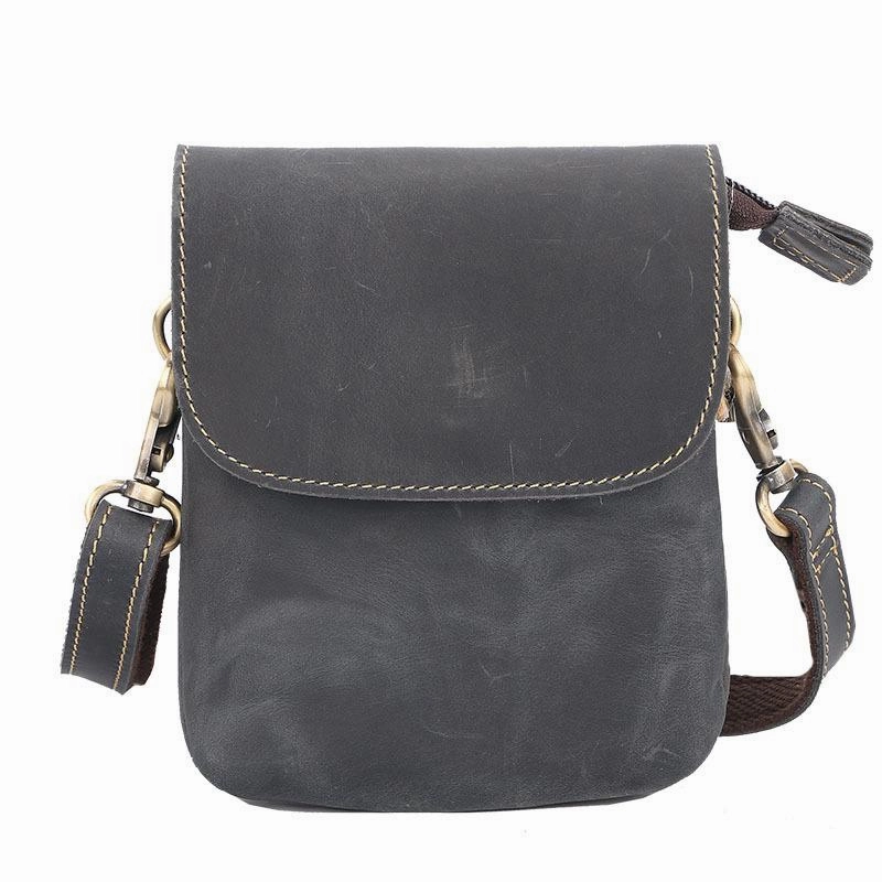 Simple Form Compact Storage Cool Black Leather Mens Small Vertical Courier Bag Brown Messenger Bags Blue Postman Bag For Men