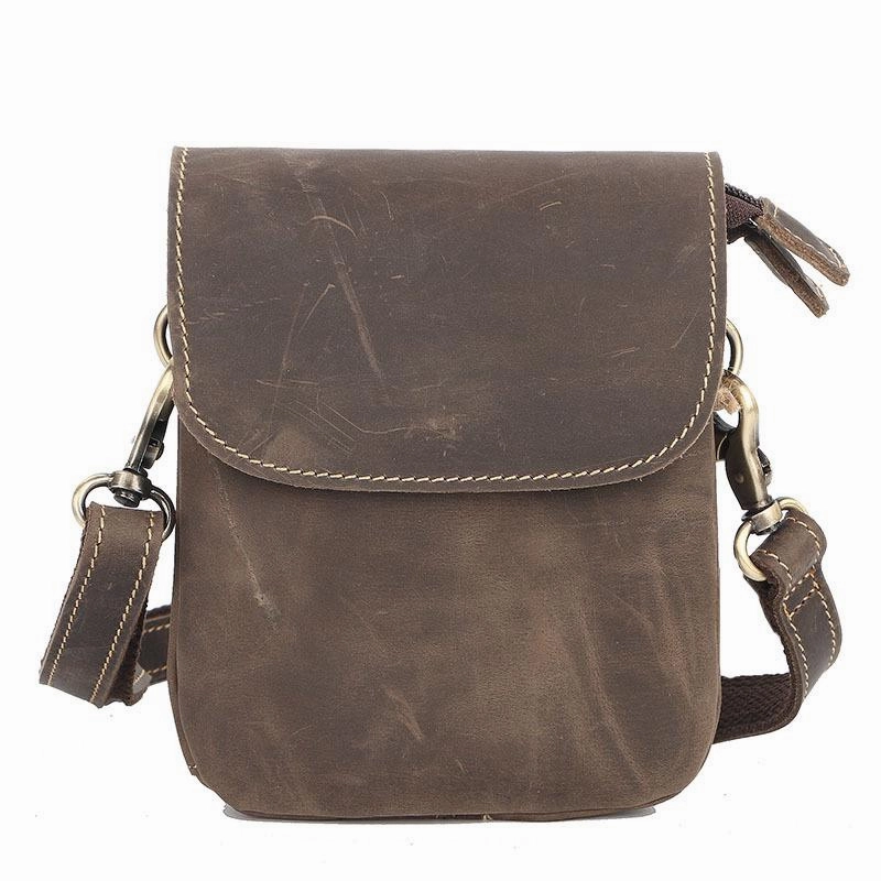 Cool Black Leather Mens Small Vertical Courier Bag Brown Messenger Bags Blue Postman Bag For Men Urban Everyday