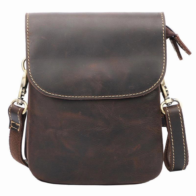 Cool Black Leather Mens Small Vertical Courier Bag Brown Messenger Bags Blue Postman Bag For Men Sleek Appearance Smart Utility