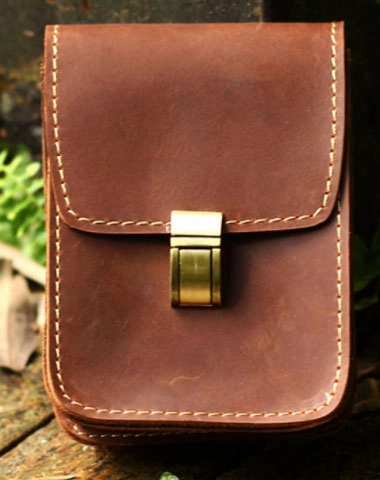 Timeless Sophistication Slim Construction Genuine Leather Mens Hip Bag Cool Waist Bag iPad Bag  Bike Bag Cycling Bag For Men