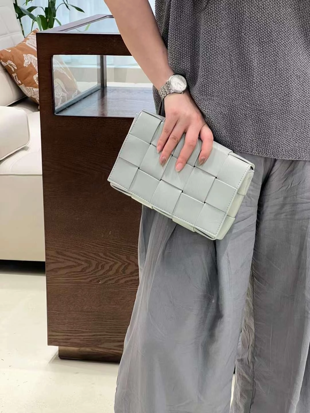 Office Outfit Elegant Lambskin Woven Crossbody Bag | Handcrafted Versatile Party Bag Wedding Clutch Bag