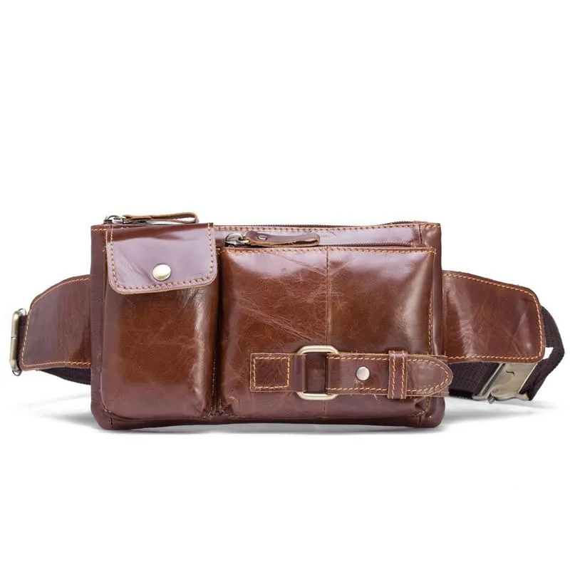 Cool LEATHER MENS BELT BAG FANNY BACK WAIST BAGs FANNY BAGS FOR MEN Functional Innovation