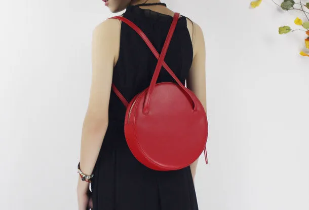 Crossbody Style Genuine Leather round bag shoulder bag purse for women leather backpack