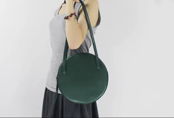 Genuine Leather round bag shoulder bag purse for women leather backpack Commuter Style