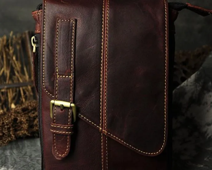 Refined Modernity Mens Leather Small Side Bag COURIER BAGs Waist Pouch Holster Belt Case Belt Pouch for Men