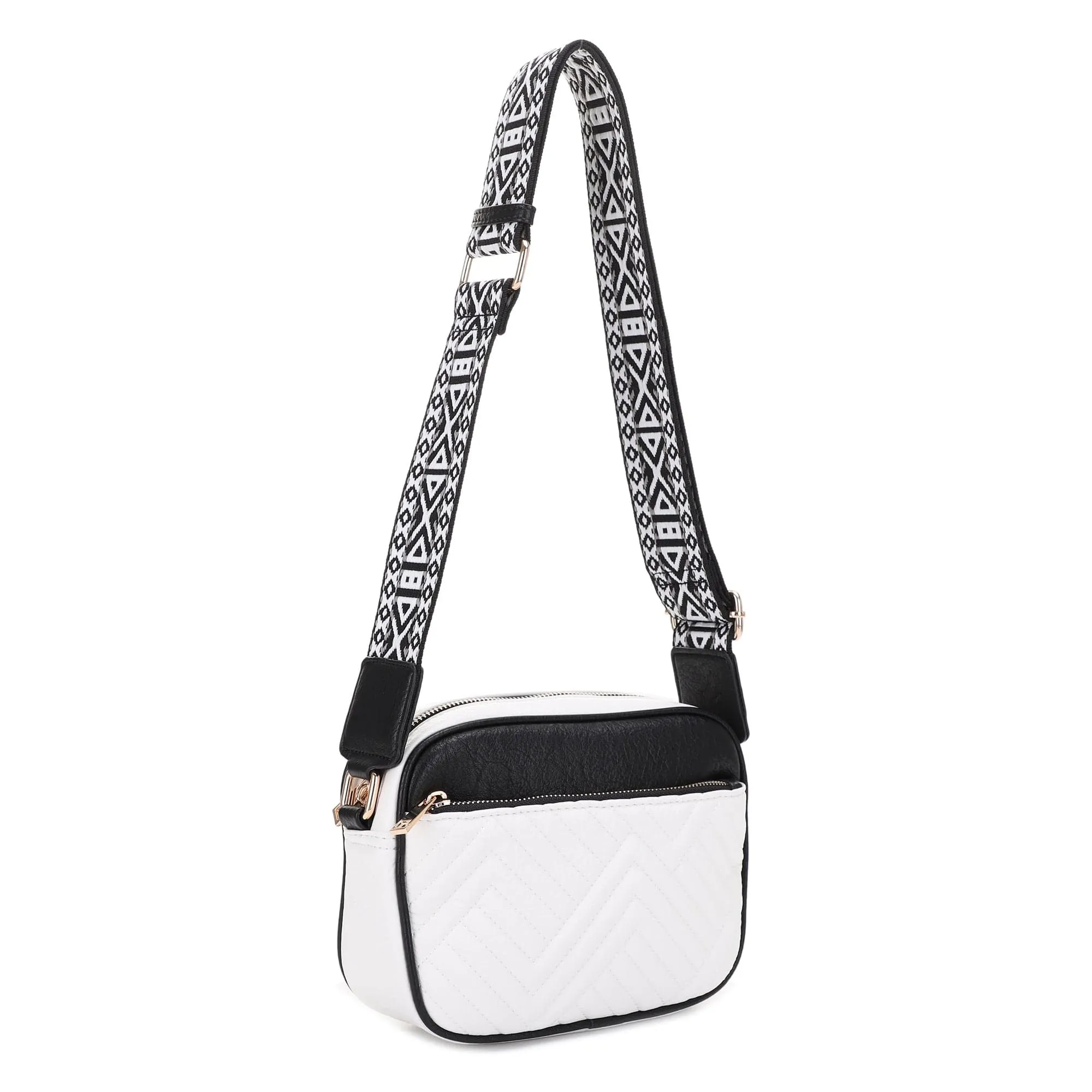 EJ60195 Two Tone Crossbody Bag With Guitar Strap Durable City Travel Trendy Practical Gear