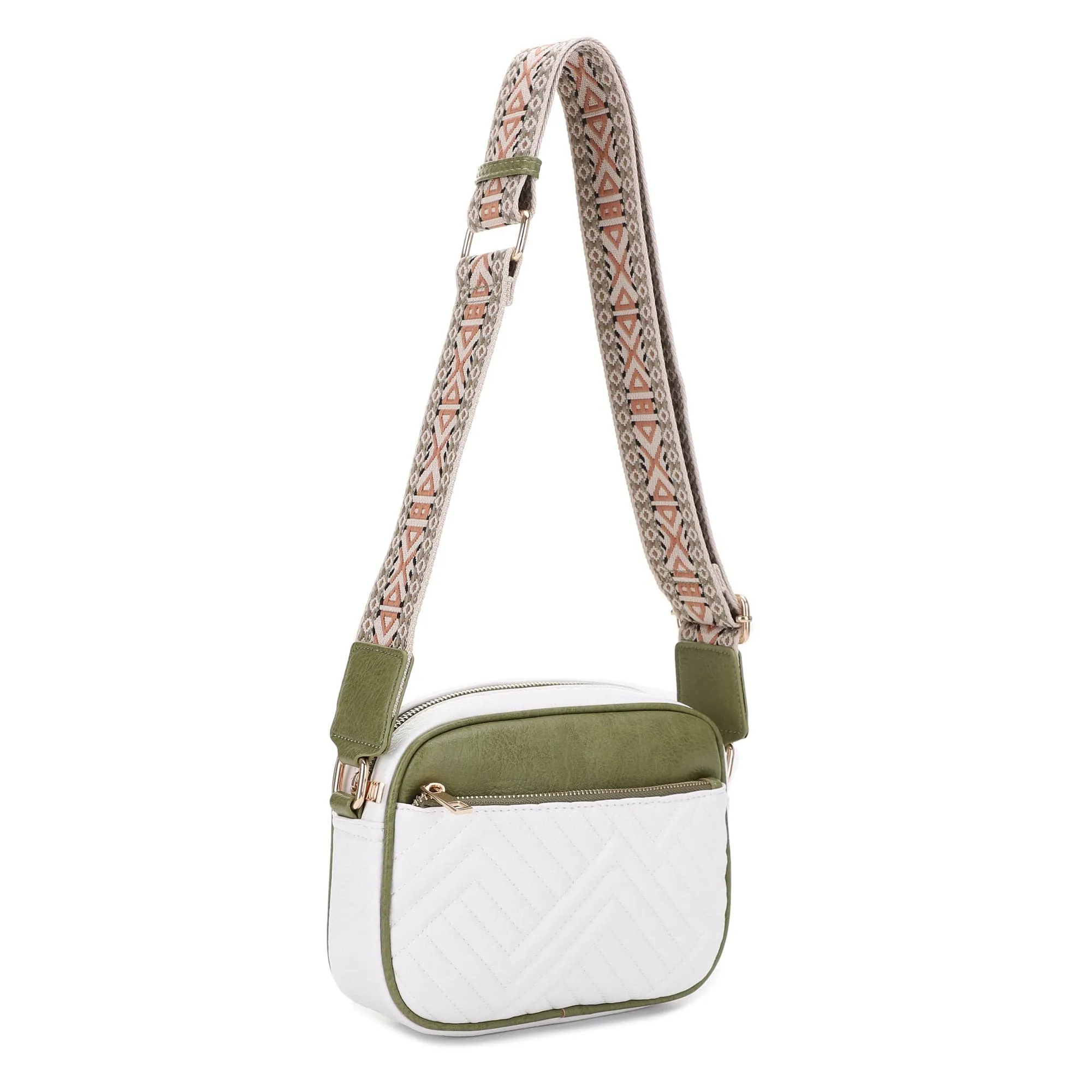 Urban Travel Companion EJ60195 Two Tone Crossbody Bag With Guitar Strap