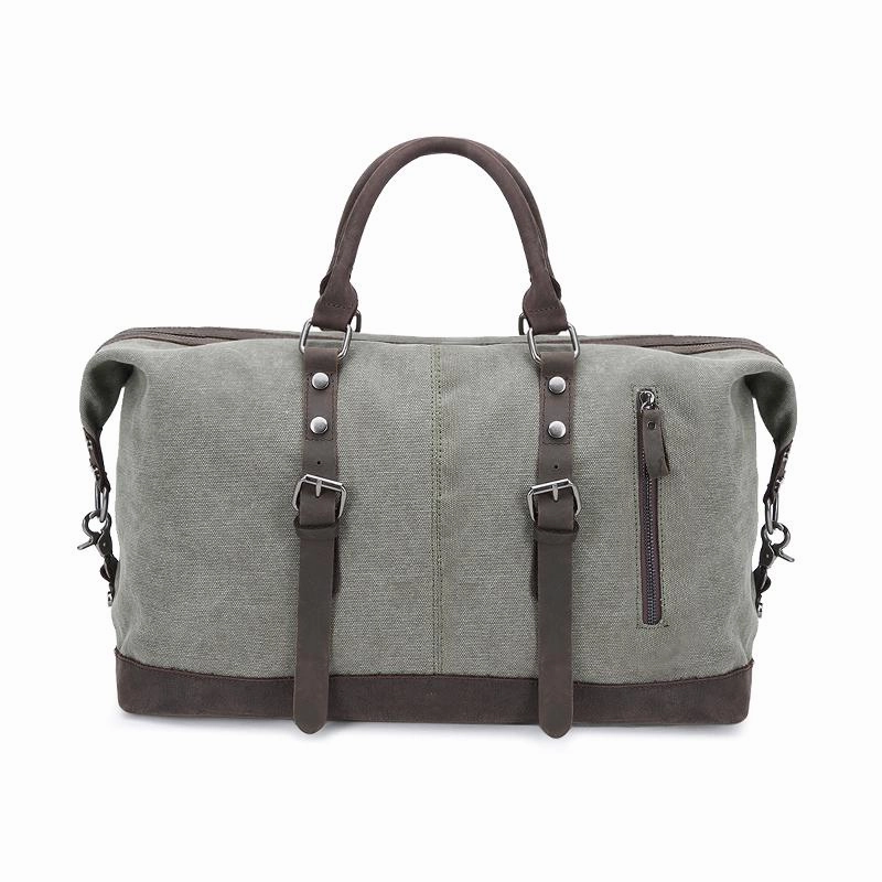Canvas Leather Mens Large Blue Weekender Shoulder Bag Green Travel Duffle Bag Luggage Bag for Men Adventure Carry