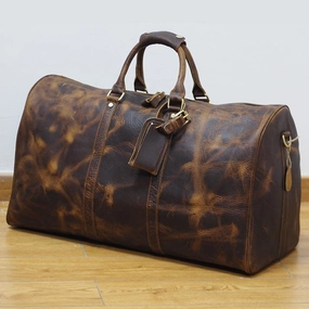 Secure Shape Cool Leather Mens Overnight Bags Weekender Bag Vintage Travel Bags Duffle Bags for Men