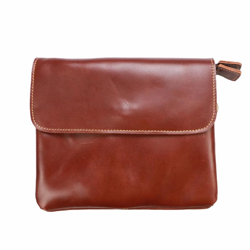 Black Leather Mens Cool Small Courier Bags Messenger Bags Amber Brown Postman Bag For Men Elegant Function