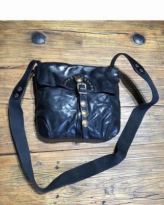 CASUAL BLACK LEATHER MEN'S 10 INCHES MIni Side Bag MESSENGER BAG BLACK POstman Bag Courier BAG FOR MEN Stylish Detail Weekend Style