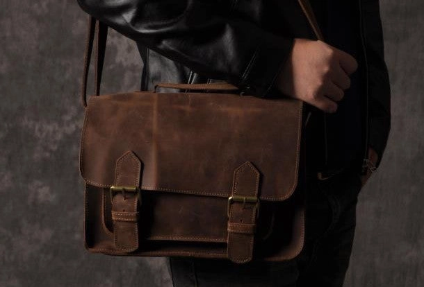 Handmade leather men Vintage messenger Bags Cool Shoulder Bag laptop Bags Everyday Style Trendy Travel