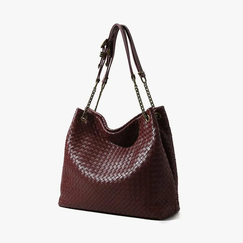 Trendy Lookbook Premium Handwoven Lambskin Tote Bag | Handcrafted Vintage Lock Drawstring Spacious & Versatile Shoulder Bag, Lambskin Shopper