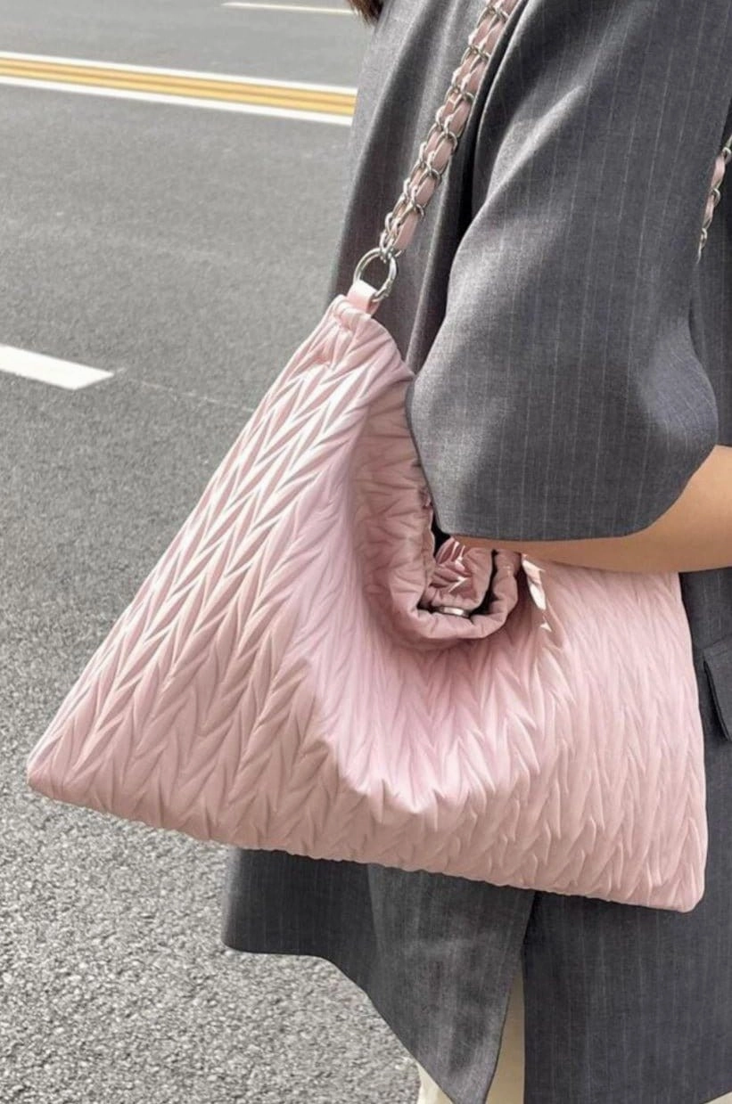 Practical Storage Modern Lifestyle CSD019 Chevron Embossed Chain Strap Hobo Bag