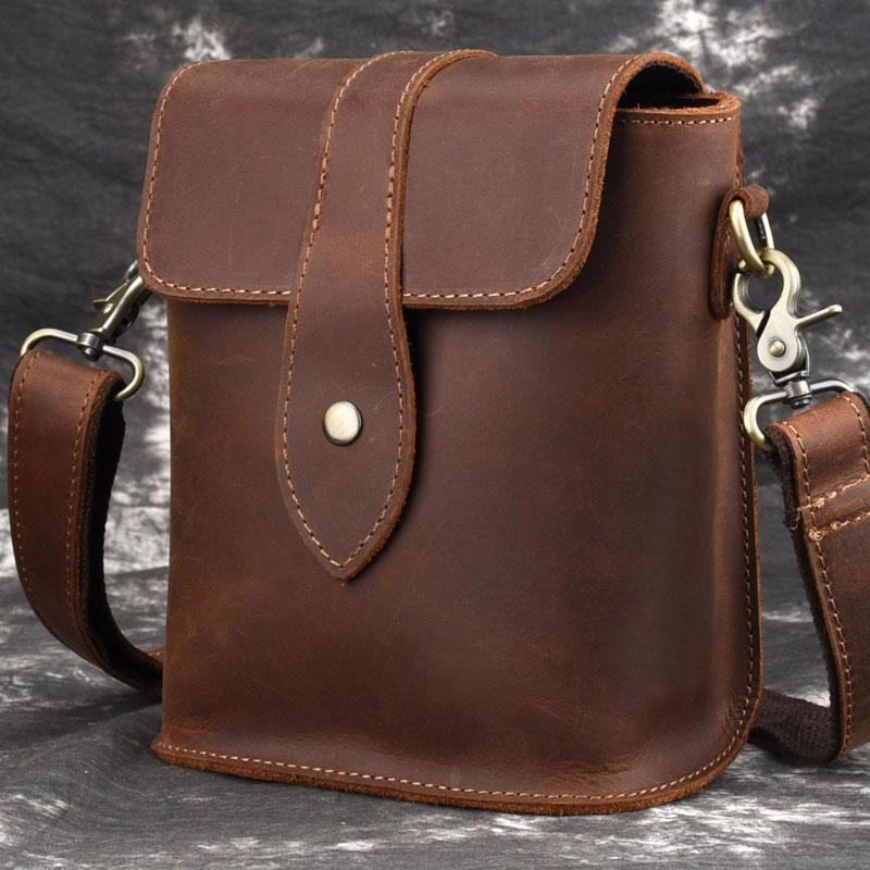 Daily Comfort Cool Vintage Brown Leather Mens Tablet Messenger Bag Small Side Bag Messenger Bags For Men
