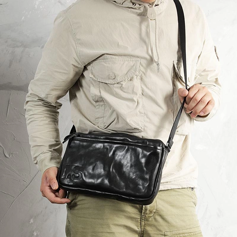 Travel Utility Compact Journey Casual Black Leather Mens Cool Side Bag Messenger Bag Coffee Postman Courier Bag for Men
