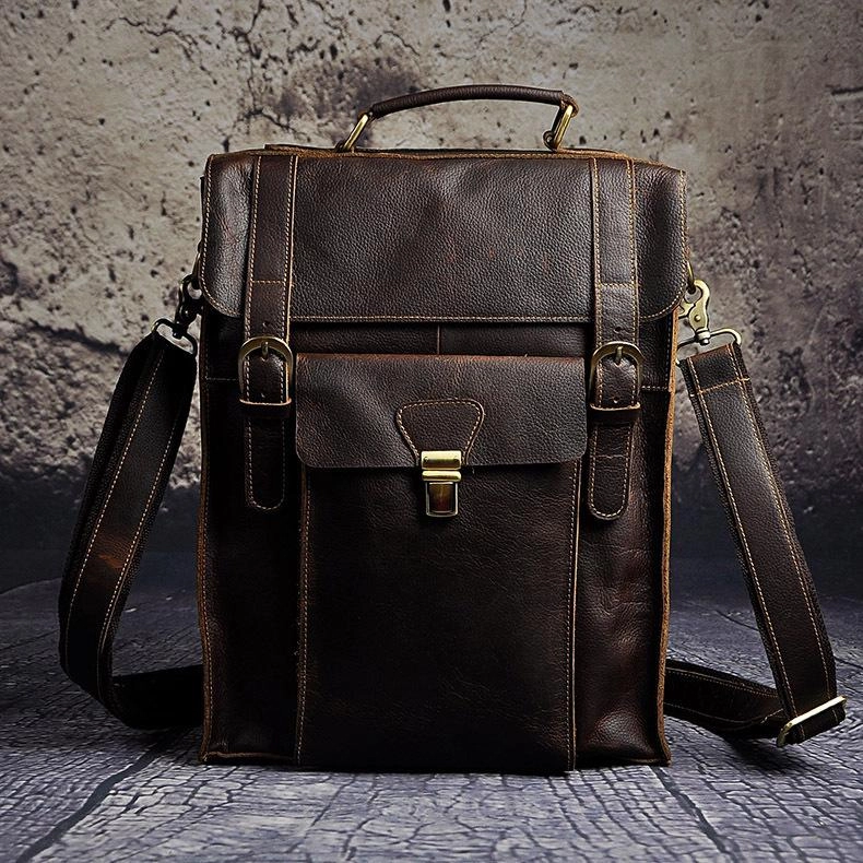 Elegant Durability Cool Leather Mens Briefcase Messenger Bag Shoulder Bag Satchel Backpack for men