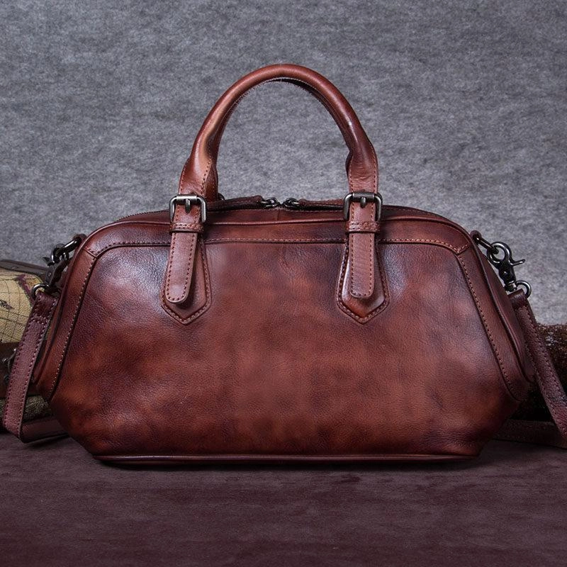 Smart Accessory Casual Day Out Purple 13" Womens Leather Doctor Handbag Gray Doctor's Bag Red Shoulder Bag Purse for ladies