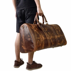 airport use Cool Vintage Brown Leather Mens Overnight Bags Travel Bags Weekender Bags For Men
