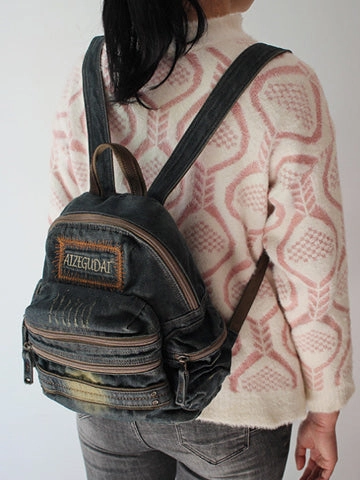 Quality Crafted Denim Womens Backpack School Backpacks Blue Vintage Denim Backpacks For Women Comfort Padding