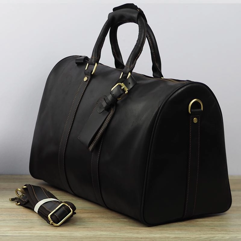 Skill Camp Cool Leather Mens Overnight Bag Weekender Bag Vintage Travel Bags Duffle Bag for Men