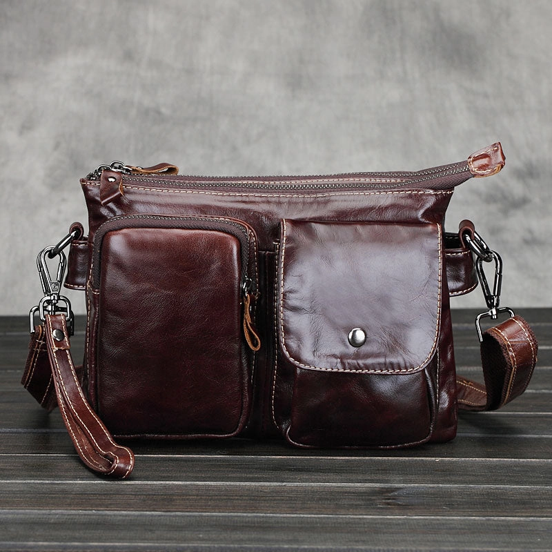 Leather Mens Coffee Cool Small Messenger Bag Vintage Shoulder Bags For Men Compact Solution Durable Fabric