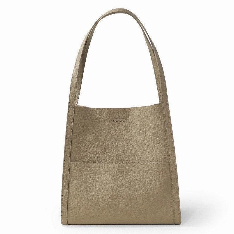Urban Shopper Functional Accessory Grain Cowhide Leather Tote Bag, Leather Shoulder Bag, Minimalist Lady Bag, Laptop Bag, Gift For Her, Cloud Oslo Leather Tote Bag