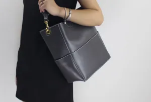 Minimal Aesthetic Genuine Leather handbag shoulder bag brown tote for women leather shopper bag