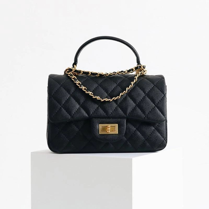 Quilted Metallic Calfskin Leather Crossbody Bag, Classic Flap Bag Genuine Leather Shoulder Bag, Minimalist Quilted Evening Bag, Chain Leather Designer Inspired Bag Weekend Outfit Travel Companion