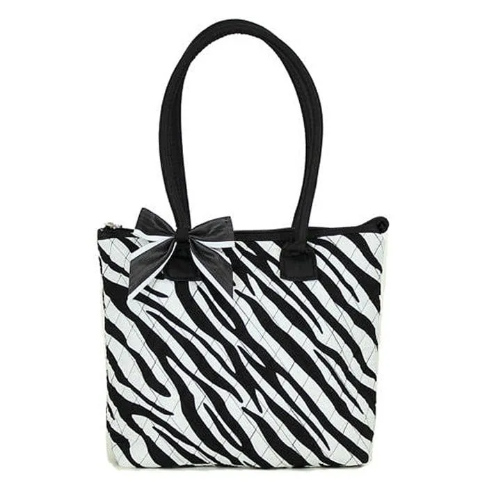 QZ301 Quilted Zebra Small Tote Large Handle Light Utility