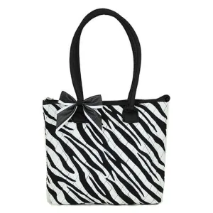QZ301 Quilted Zebra Small Tote Large Handle Light Utility
