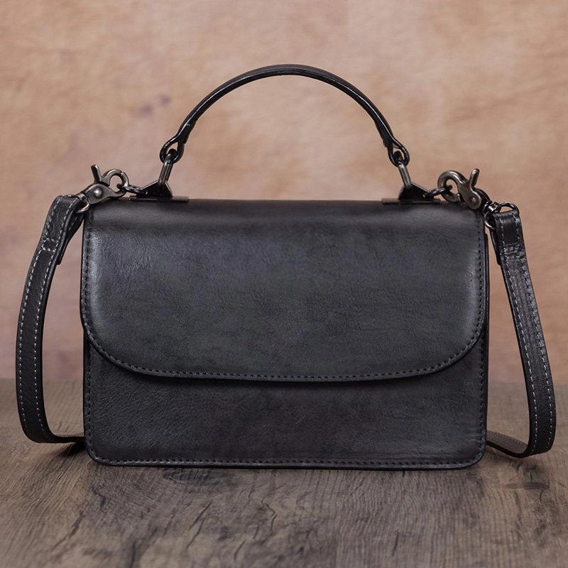 All Purpose Premium accessory Red Vintage Womens Leather Square Satchel Handbag Brown Shoulder Bag Purse for Ladies