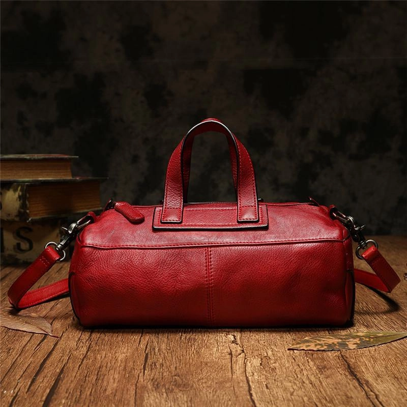 Hidden Compartment High End Red Women's Leather Doctor Tool Handbag Doctor Brown Shoulder Purse for Ladies