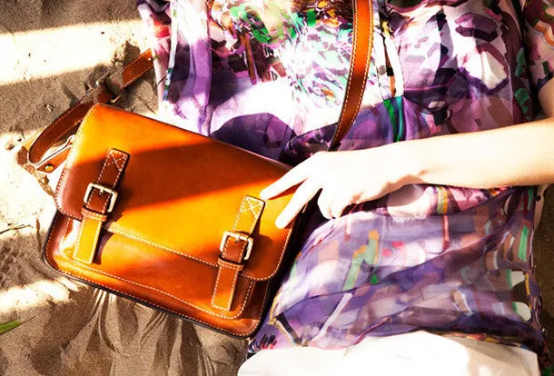 Handmade vintage leather Satchel Bags crossbody bag Shoulder Bag for girl women Travel Lifestyle Outdoor Adventure