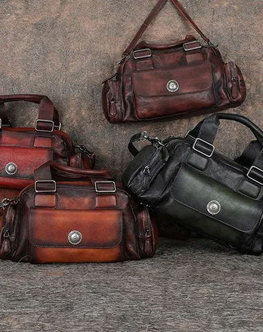 Handmade Leather Womens Vintage Handbag Best Shoulder Bags Vintage Crossbody Purses for Ladies Zip Closure