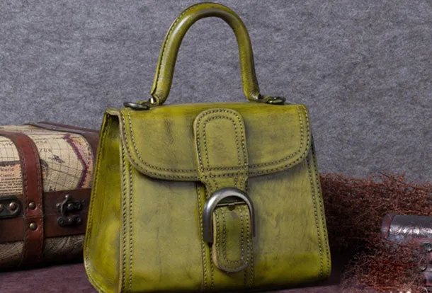 Genuine Leather Handbag Vintage Saddle Bag Shoulder Bag Crossbody Bag Purse For Women Sporty Vibe