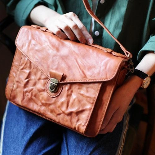 Trendy Companion Vintage Brown Leather Women's Satchel Handbag Purse Black Leather Satchel Shoulder Purse