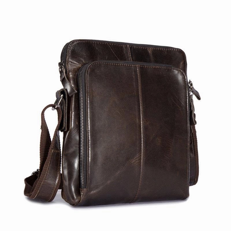 Comfort functionality Essential Gear Cool Brown Leather Mens Tablet Messenger Bag Small Side Bag Mini Messenger Bag For Men