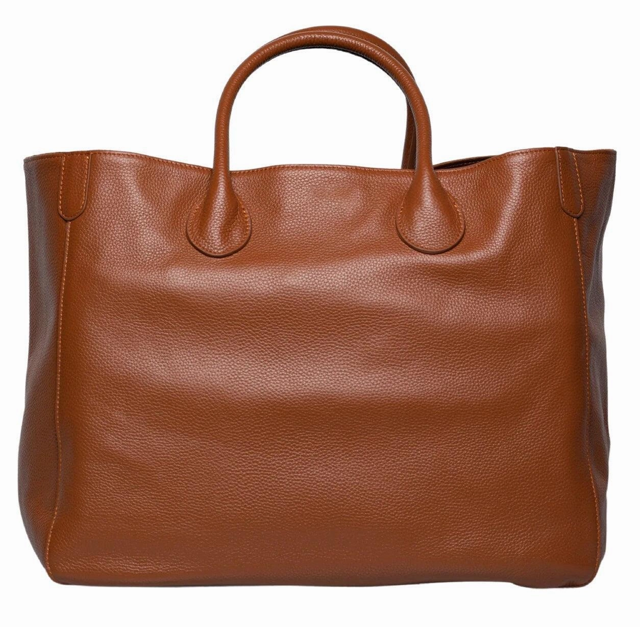 Field Study Large Classic Genuine Leather Tote Bag, Minimalist Leather Designer Bag, Lady Fashion Bag Brown, Leather Weekend Bag, Carry Out Bag Brown