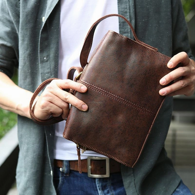 Functional Storage Daily Travel Cool Leather Mens Small Messenger Bag Shoulder Bag for men