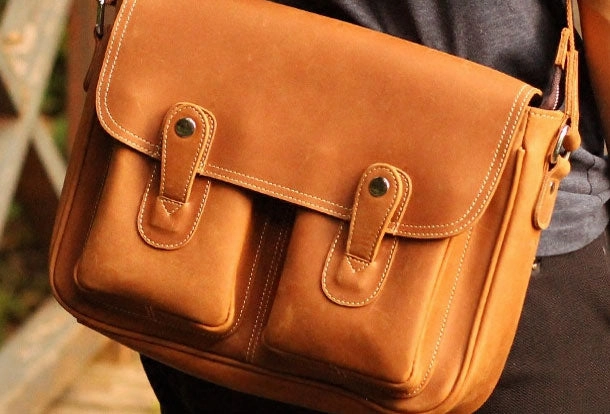 Durable Construction Compact Organizer Vintage Leather Messenger Bags Cool Travel Messenger Bag Shoulder Bag for Men
