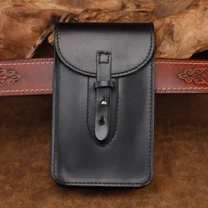 Cool Leather Mens Biker Cell Phone Holster Belt Pouch Side Waist Bag Shoulder Bag for Men Everyday Style everyday elegance