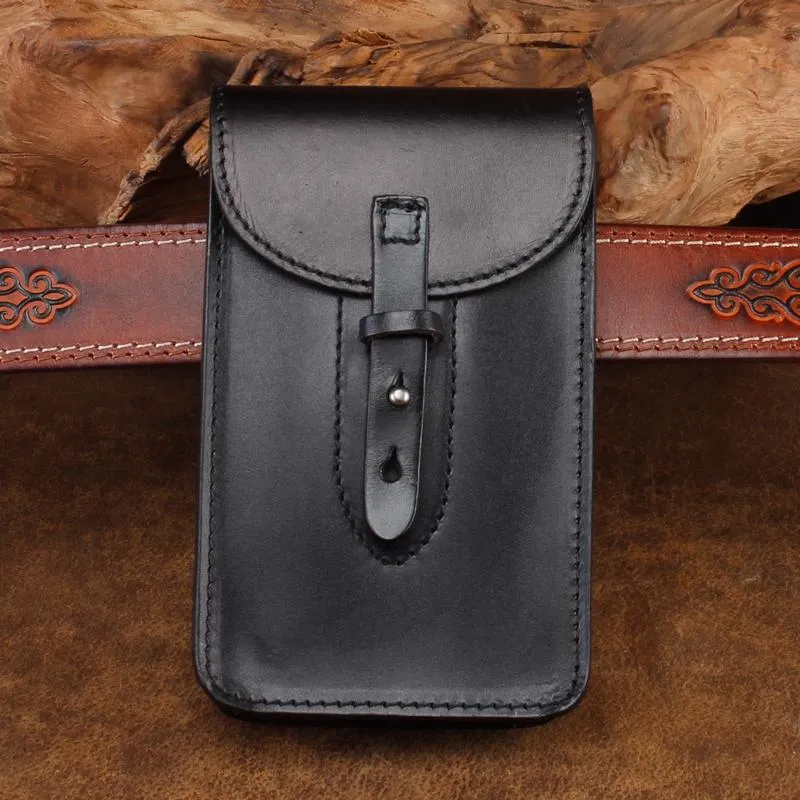 Cool Leather Mens Biker Cell Phone Holster Belt Pouch Side Waist Bag Shoulder Bag for Men Everyday Style everyday elegance