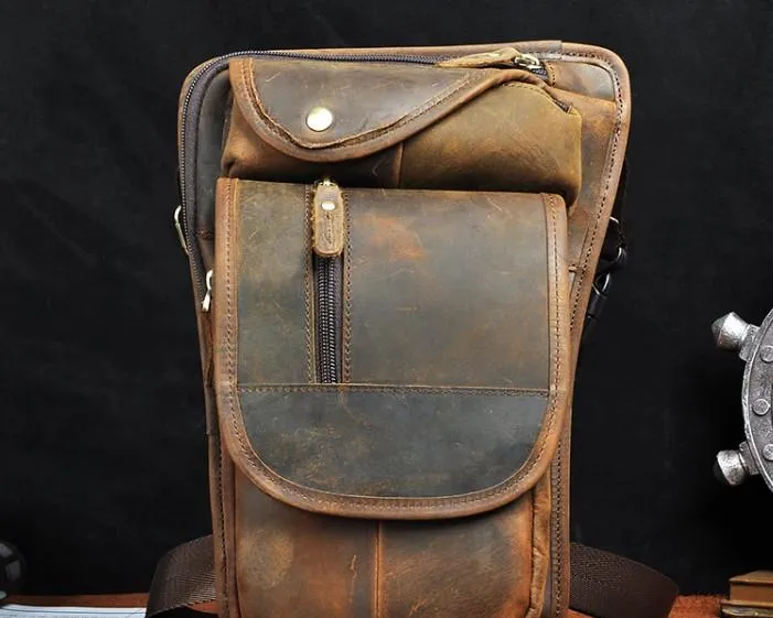 Functional Organizer Modern Comfort Cool Leather Drop Leg Bag Belt Pouches Mens Waist Bag Shoulder Bag for Men
