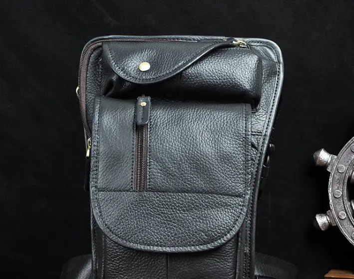 Minimal Functionality Classic Choice Cool Leather Drop Leg Bag Belt Pouches Mens Waist Bag Shoulder Bag for Men